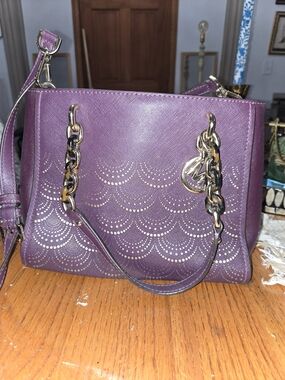 Michael Kors Purple Perforated Leather Shoulder Bag